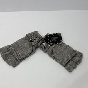 Victoria's Secret Gray Fingerless Gloves with Embellishments
